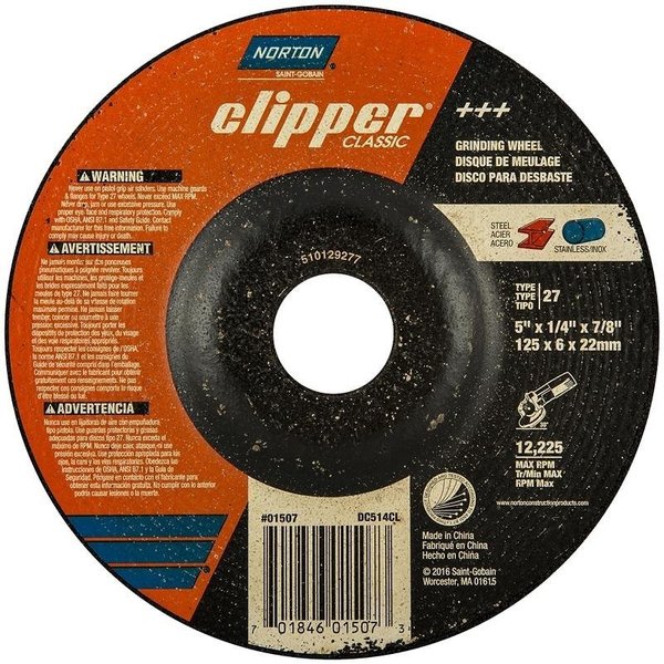 Norton Clipper Clipper Classic A AO Series Grinding Wheel, 5 in Dia, 14 in Thick, 78 in Arbor 70184601507